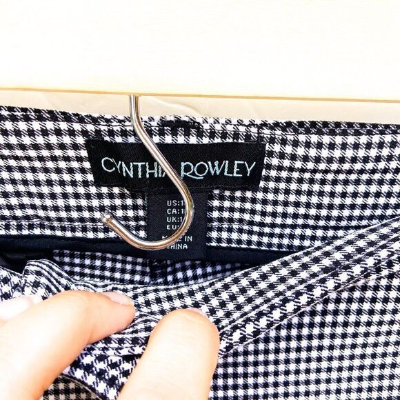 NWT Cynthia Rowley Black White Checkered Gingham Stretchy Business Pants - Picture 4 of 9
